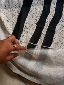 White Black And Red Chiffon Saree