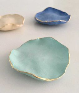 Handmade Trinket Dish - Turquoise &amp; Golden Color ✨