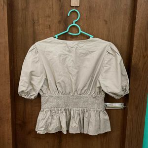 Cute Beige Peplum Top