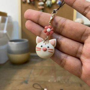 Handmade cat clay charm