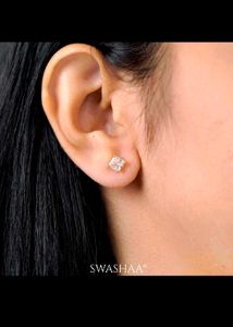 22k Pure Gold Square Dimond Stud Earrings
