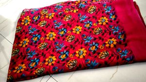 Floral Print Red Sari