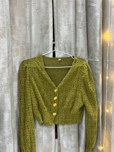 Olive Green Knit Cardigan
