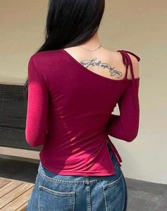 Burgundy One-Shoulder Top