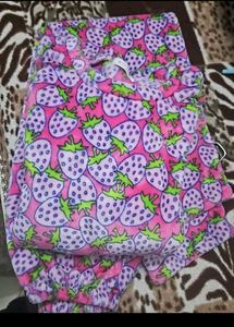 Cute Strawberry Print Velvet Pajama Set