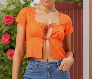 Orange Tie-Front Top