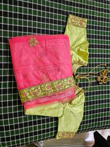 Green &amp; Pink Embroidered Lehenga , ready to wear