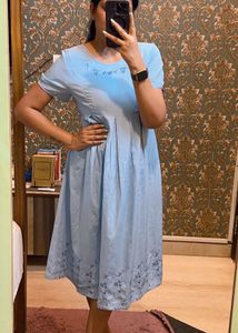 Korean Label Zhong Hao Medium Blue Casual Dress