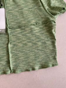 Green Ribbed Crop Top