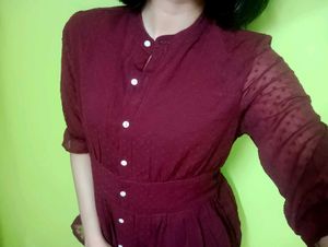 Maroon Net Top