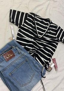 Black And White Knot Top