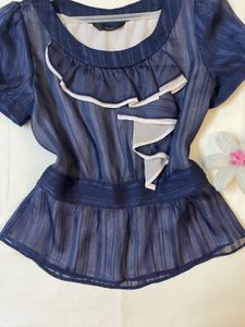 Blue Ruffle Top