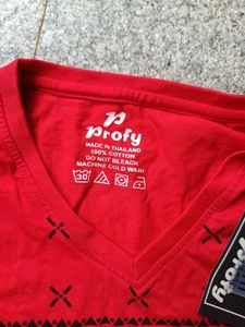 Red Printed V-Neck T-Shirt