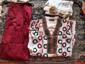 cotton embroidered 2 piece suit