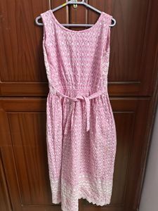 Pink Embroidered  Dress