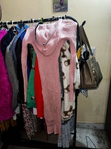 Pink Knit Bodycon Dress