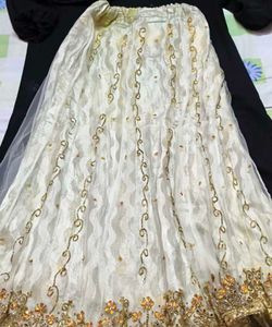 Elegant White &amp; Gold Beaded Festive Top