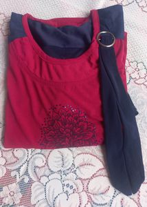Blue N Dark Red Top