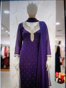 Purple Kurta With Dupatta For Party Wear
