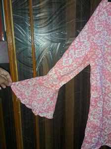 Floral Print Flared Sleeve Top