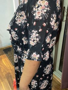 Black Cottagecore Wrap Dress