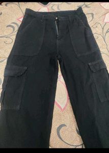 Black Wide Leg Cargo Pants