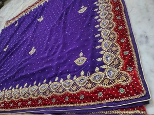 Diya bati stone work saree