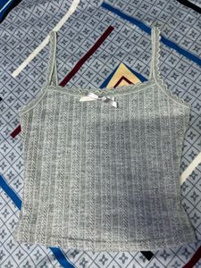 Gray Lace Trim Tank Top