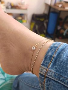 Delicate Double Layered Rhinestone Anklet