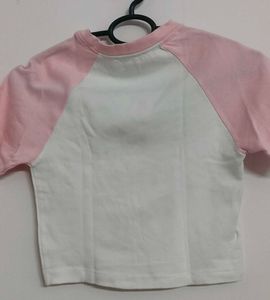 Basic Crop Top | Pink And White Colour