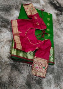 green banarasi saree