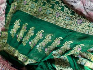 pure goergette khaddi weave banarasi saree