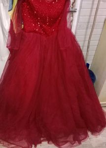 Red Sequin Tulle Gown