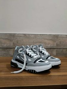 Stylish Gray &amp; Black High-Top Sneakers