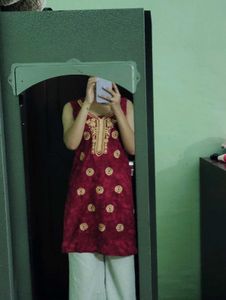 Maroon Embroidered Kurti