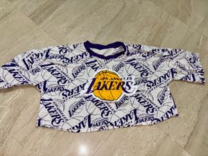 Oversized Los Angeles Lakers Crop T-shirt