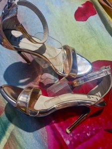 Gold Heels with Clear Straps