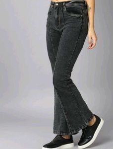 Women Flared High Rise Black Jeans