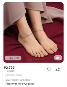 Silver Triple Flora Anklet(1 pair)