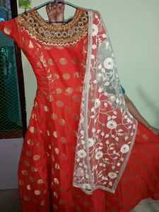 Elegant Orange Anarkali Suit