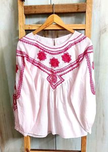 Embroidered Pink Peasant Blouse size-46-48
