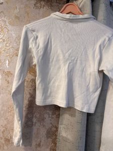 Cream Ribbed Crop Top, Bust- 32/30 Strechable