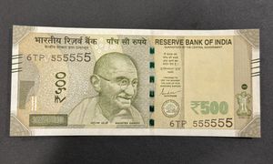 ₹500 Indian Rupee Note Fancy Number, 555555