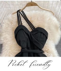 Black One Shoulder Padded Dress