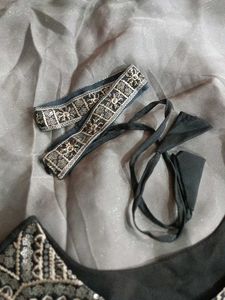 Grey Embellished Saree with Blouse