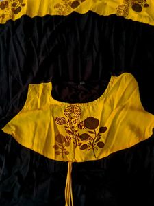 Black &amp; Yellow Embroidered Dress
