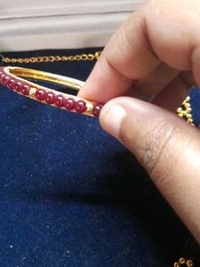 Purple &amp; Gold Beaded Necklace and Bangle Set