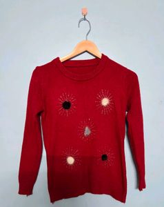 Christmas red woolen top