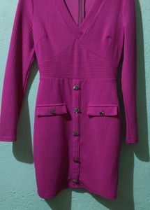 Chic Pink V-Neck Dress