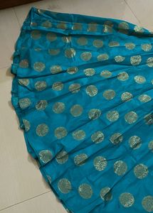 Teal &amp; Gold Lehenga Skirt